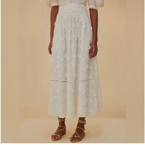 NWT Farm Rio Off White‎ 3D Flower Midi Skirt Womens Size Large